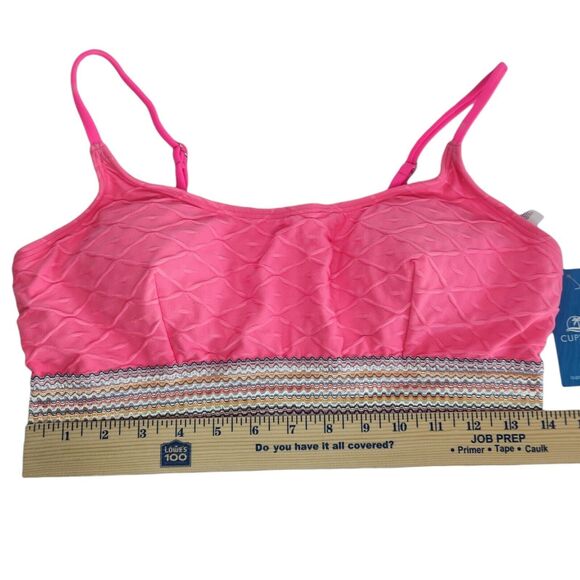 Cupshe Geo Stitch Scoop Bralette Bikini Top Swim Size Large Bright Pink NWT - Picture 6 of 9